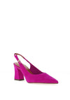 Tamaris Suede Sling Back Block Heel Shoes, Magenta