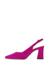 Tamaris Suede Sling Back Block Heel Shoes, Magenta