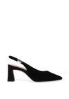 Tamaris Leather Suede Sling Back Heeled Shoes, Black