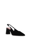 Tamaris Leather Suede Sling Back Heeled Shoes, Black