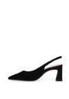 Tamaris Leather Suede Sling Back Heeled Shoes, Black
