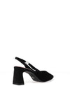 Tamaris Leather Suede Sling Back Heeled Shoes, Black