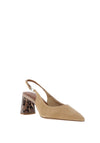 Tamaris Leather Suede Sling Back Heeled Shoes, Tan