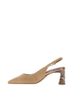 Tamaris Leather Suede Sling Back Heeled Shoes, Tan