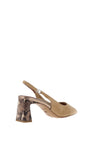 Tamaris Leather Suede Sling Back Heeled Shoes, Tan