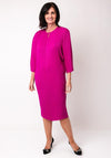 Thanny One Size Ribbed Cropped Sleeve Midi Dress, Fuchsia