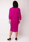 Thanny One Size Ribbed Cropped Sleeve Midi Dress, Fuchsia