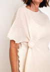 Thanny Pleated Frilled Trim Midi One Size Dress, Beige