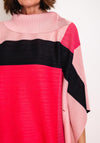 Thanny Pleated Colour Block Midi One Size Dress, Pink