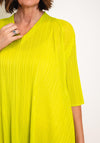 Thanny Pleated V One Size Dress, Lime Green