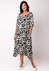 Thanny Floral Print Dress, Black and White