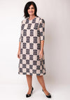 Thanny Geo Print Ribbed Midi Dress, Beige