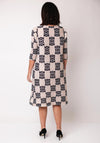 Thanny Geo Print Ribbed Midi Dress, Beige