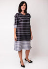 Thanny Grid Print Ribbed Midi Dress, Black & grey