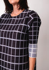 Thanny Grid Print Ribbed Midi Dress, Black & grey