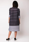 Thanny Grid Print Ribbed Midi Dress, Black & grey