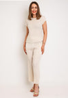 Thanny Cap Sleeve Crepe Top, Beige