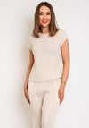 Thanny Cap Sleeve Crepe Top, Beige