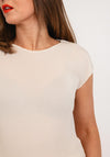 Thanny Cap Sleeve Crepe Top, Beige