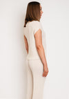 Thanny Cap Sleeve Crepe Top, Beige