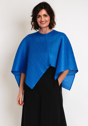 Thanny Pleated Poncho One Size Cape, Royal Blue