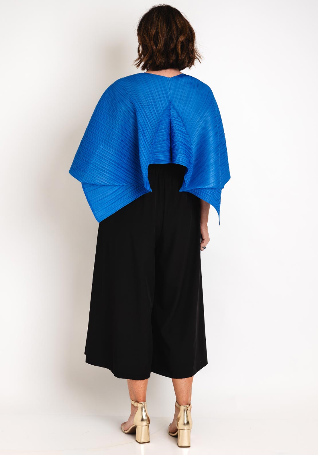 Thanny Pleated Poncho One Size Cape, Royal Blue