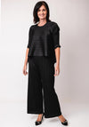 Thanny Ribbed Asymmetric Top and Wide Leg Trousers, Black