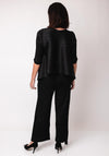 Thanny Ribbed Asymmetric Top and Wide Leg Trousers, Black