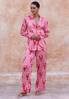 The Night Store Lobster Print Luxurious Pyjama Set, Red
