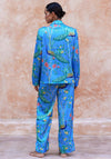 The Night Store Peacock Luxurious Pyjama Set, Blue