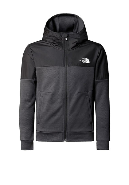 The North Face Boys Athletics Full Zip Hoodie, Black/Grey