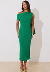 The 8th Sign Eleni Drape One Shoulder Midi Dress, Green
