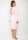 The 8th Sign Asteria Embellished Shoulder Cowl Back Midi Dress, Pink
