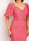 The 8th Sign Sweetheart Neckline Button Detail Midi Dress, Coral