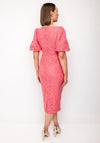 The 8th Sign Sweetheart Neckline Button Detail Midi Dress, Coral