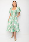 The 8th Sign Sweetheart Neck Floral Print Midi Dress, Green