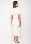 The 8th Sign Sweetheart Neckline Button Detail Midi Dress, Cream