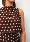 The 8th Sign Halter Neck Polka Dot Maxi Dress, Brown