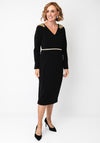 The 8th Sign Asteria Embellished Shoulder Cowl Back Midi Dress, Black
