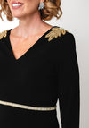 The 8th Sign Asteria Embellished Shoulder Cowl Back Midi Dress, Black