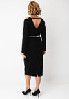 The 8th Sign Asteria Embellished Shoulder Cowl Back Midi Dress, Black