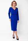The 8th Sign Asteria Embellished Shoulder Cowl Back Midi Dress, Blue