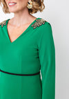 The 8th Sign Asteria Embellished Shoulder Cowl Back Midi Dress, Green
