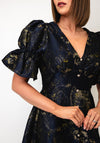 The 8th Sign Callie Metallic Skater Dress, Midnight Navy & Gold