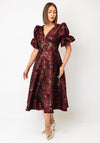 The 8th Sign Callie Metallic Skater Dress, Oxblood Wine
