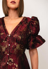 The 8th Sign Callie Metallic Skater Dress, Oxblood Wine