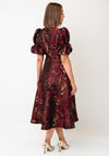 The 8th Sign Callie Metallic Skater Dress, Oxblood Wine