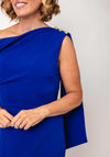 The 8th Sign Eleni Drape One Shoulder Midi Dress, Cobalt Blue