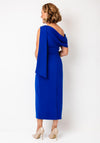 The 8th Sign Eleni Drape One Shoulder Midi Dress, Cobalt Blue