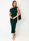 The 8th Sign Eleni Drape One Shoulder Midi Dress, Green
